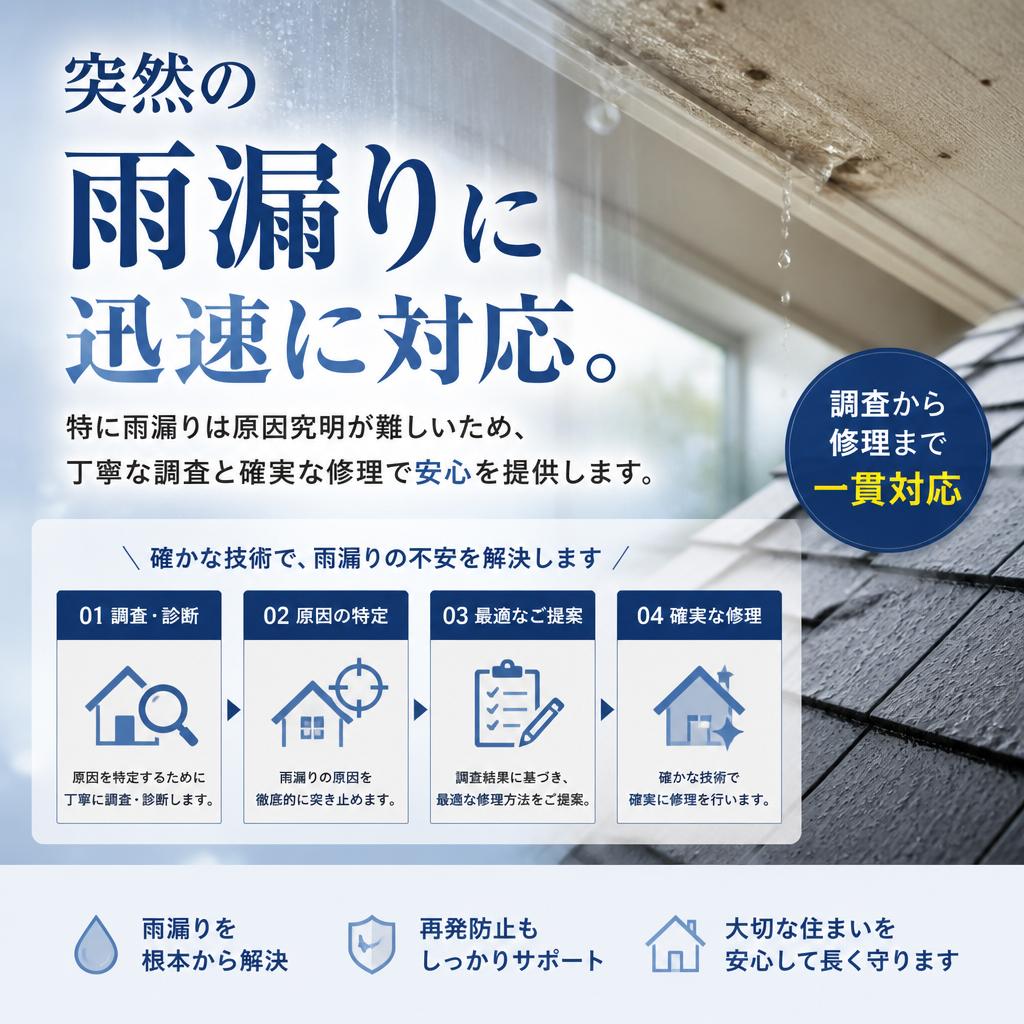 雨漏り修理はお任せ！