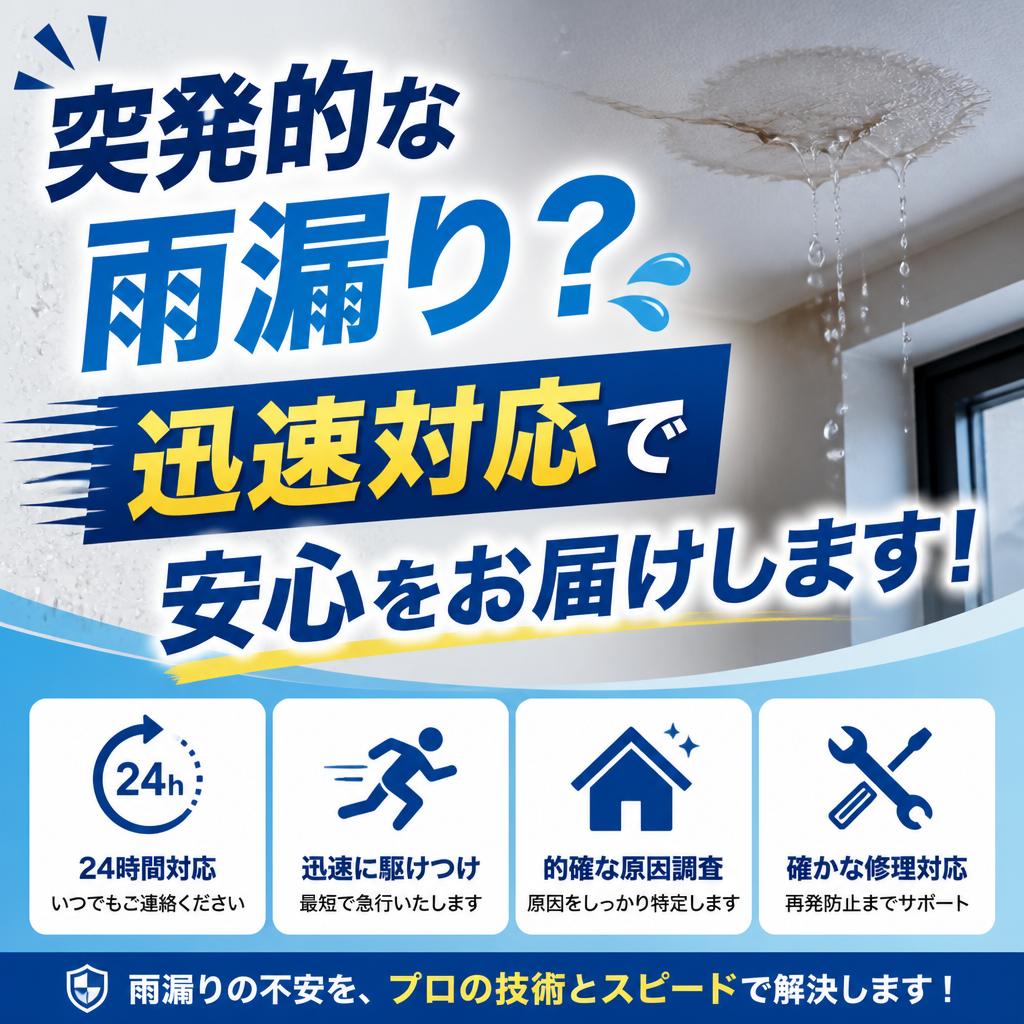 突発的な雨漏り？迅速対応で安心をお届けします！