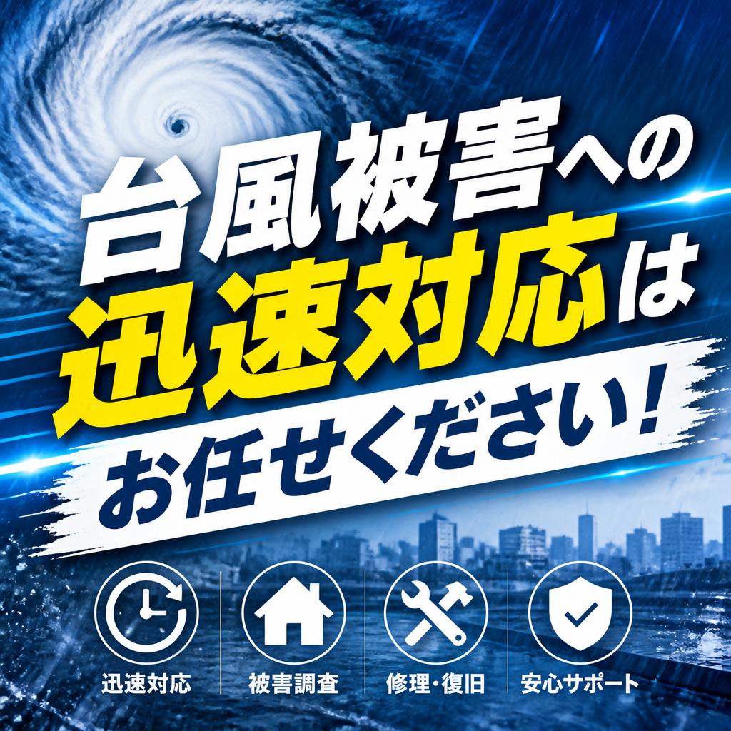 台風被害への迅速対応はお任せください！