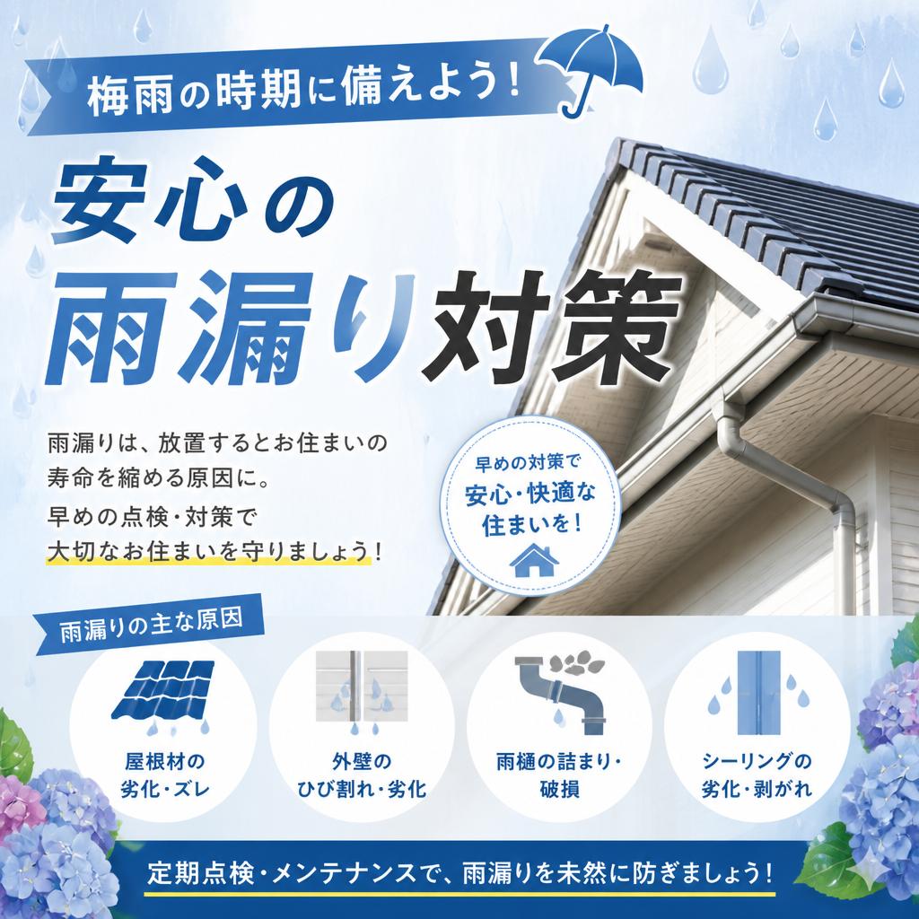梅雨の時期に備えよう！安心の雨漏り対策