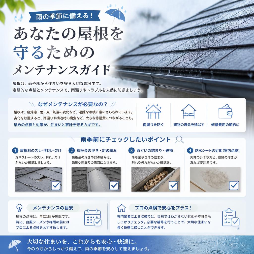 雨の季節に備える！あなたの屋根を守るためのメンテナンスガイド
