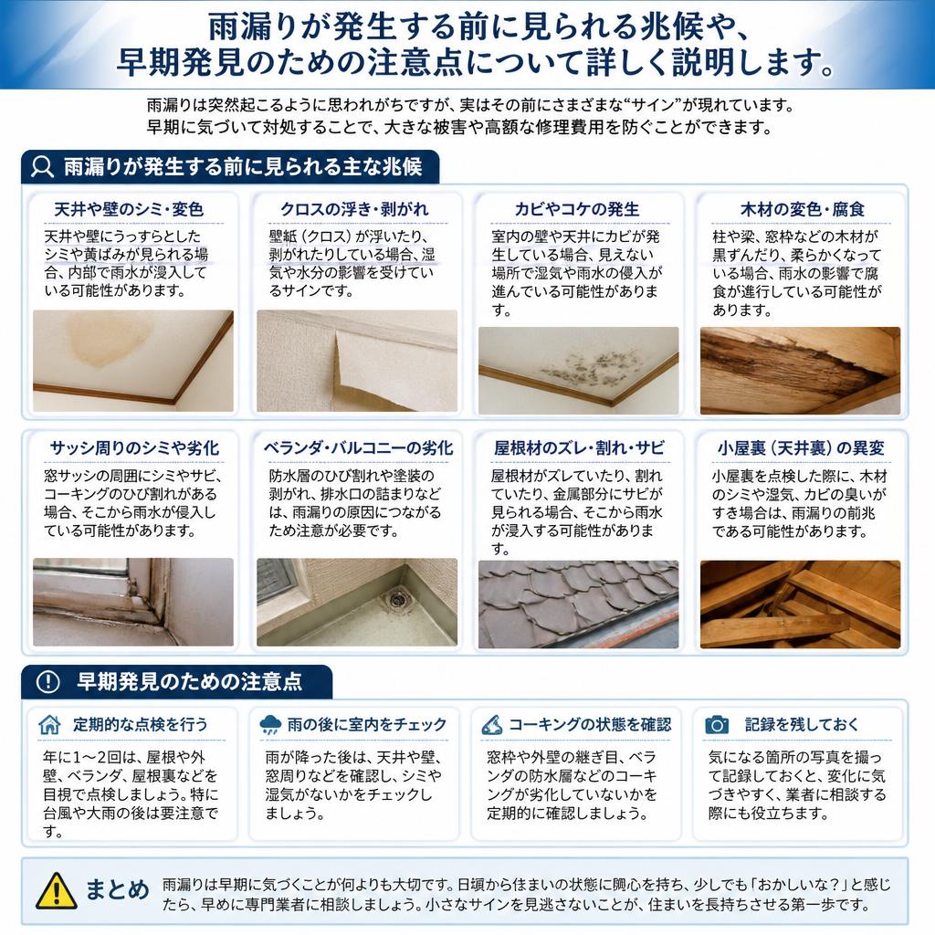雨漏りの兆候を見逃さないために