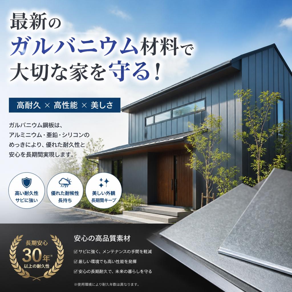 最新のガルバニウム材料で大切な家を守る！