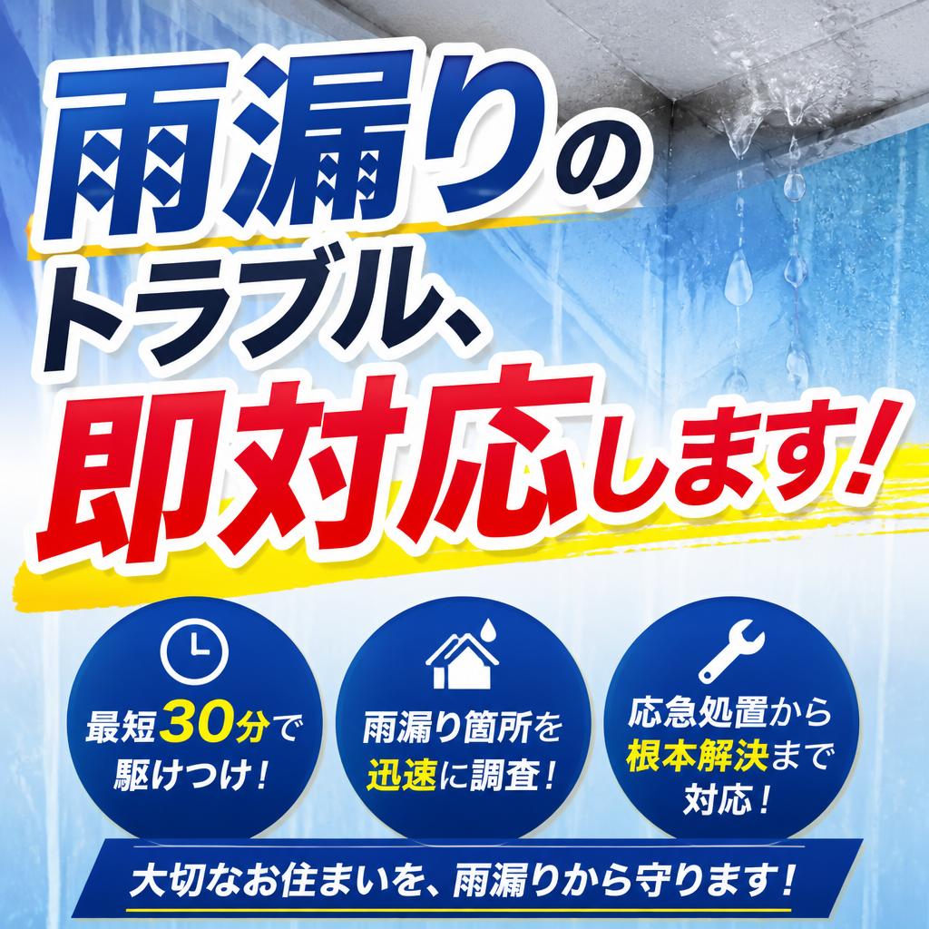 雨漏りのトラブル、即対応します！